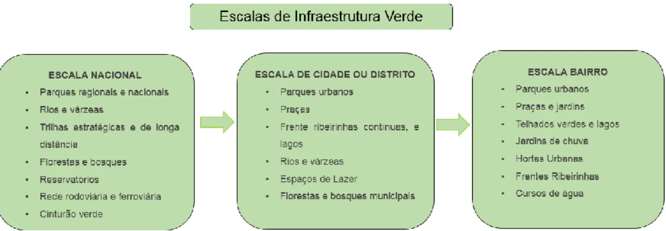 Figura 14 - Tipos de Infraestruturas Verde por escala de benefícios  