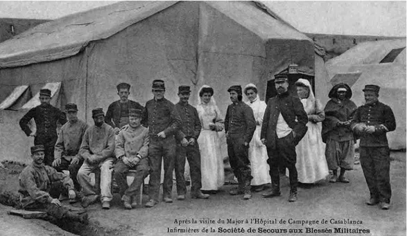Figura 2: Hospital de la Societé de Secours aux Blessés Militaires en Casablanca, 1907 (http://www.delcampe.fr/