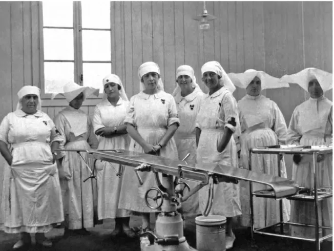 Figura 5: Carmen Angolotti y su equipo de enfermeras en el Hospital de Cala Bonita, 1926 (Archivo General de la  Administración, Alcalá de Henares)