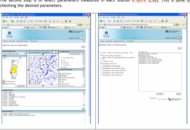 Figure 6 - Selection of the monitoring stations a) and measured parameters b) 