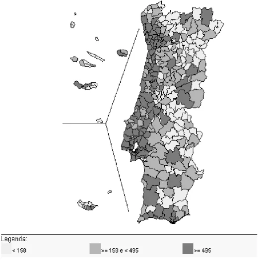 Figura 2: População residente no concelho em 2001 mas não em 1991 