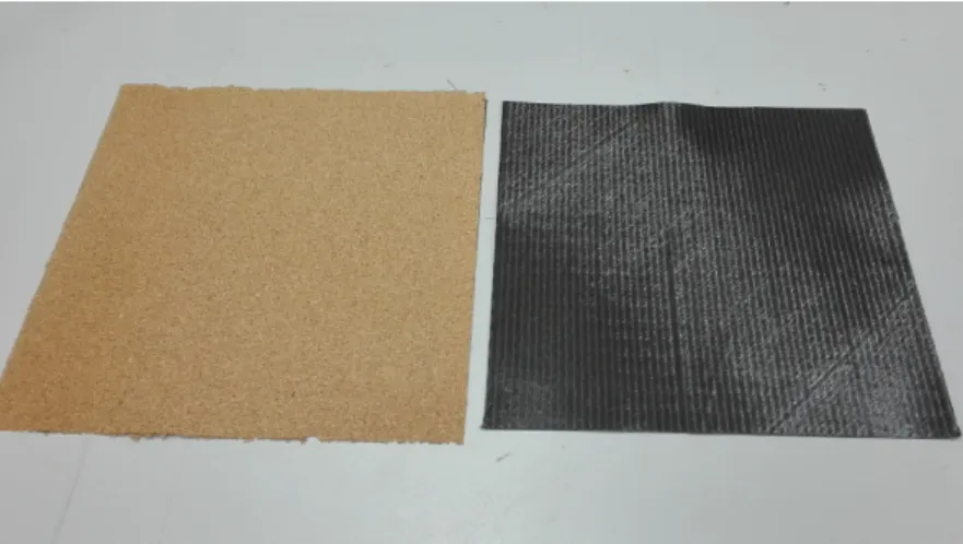 Figure 3.1: Thin cork film being applied on the laminate as interlayer