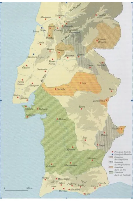 Ilustração 1 - Mapa – Senhorios das Ordens Militares em Portugal após 1272 13