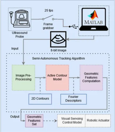 Figure 3-1: Scheme representing the experimental setup coupled with the tracking algorithm 