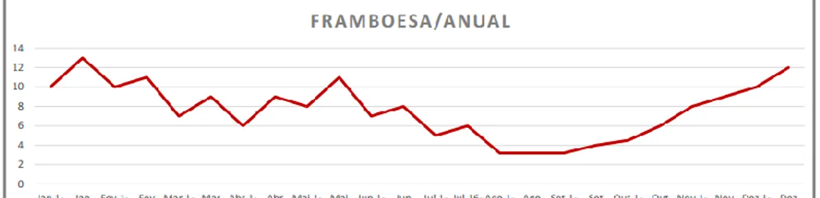 Figura 11 - Preço do mirtilo ao produtor 2013   