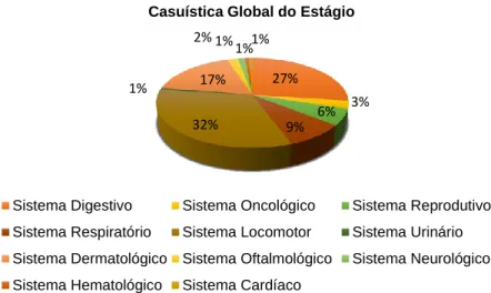Gráfico I: Distribuição da casuística ao longo de todo o estágio 