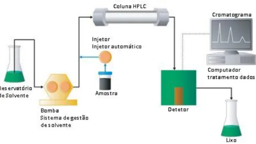 Figura 6 - Imagem esquemática dos componentes de um HPLC [45] .  