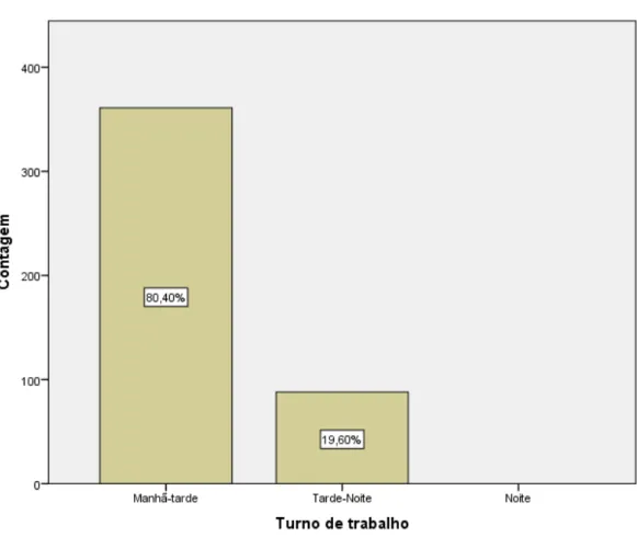 Gráfico 11- Distribuição percentual dos funcionários pelo turno de trabalho 