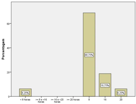 Gráfico 14-Distribuição percentual da carga horária realizada no segundo trabalho 