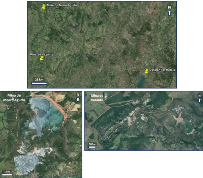 Figura  ‎ 1.2: Localização das principais minas cujo minério é processado na unidade industrial de Três Marias.