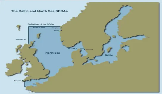 Figura 1- SECA´s Mar do Norte e Mar Báltico(CROE Marine Exhaust Scrubbers for MARPOL Compliance, n.d.) 