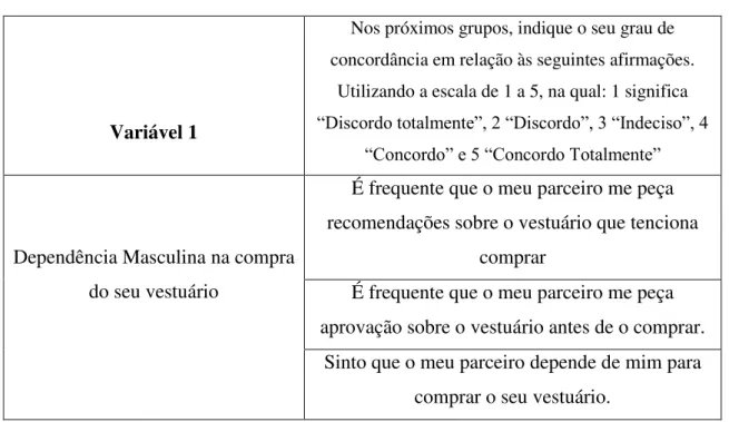 Tabela 4   –  Variável 1 
