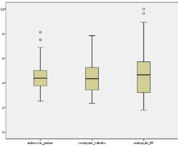 Gráfico 6: Score de Satisfação Profissional dos Enfermeiros por Dimensões Estudadas 