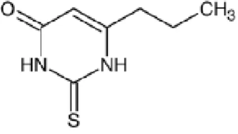 Figura 3. Estrutura química do composto amargo 6-n-propil-tiouracilo (adaptada de Reed, et al.,  2006)