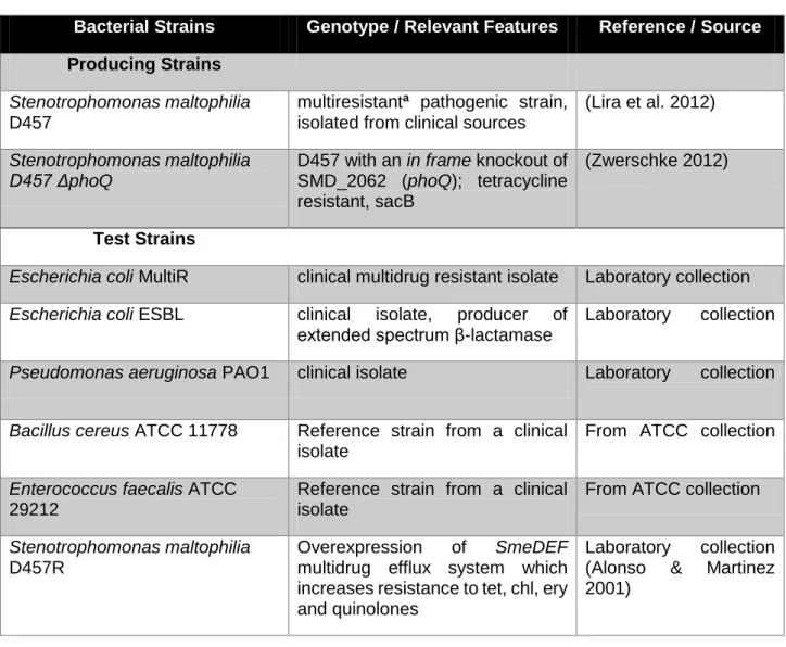 Table 2- Strains used in this work.