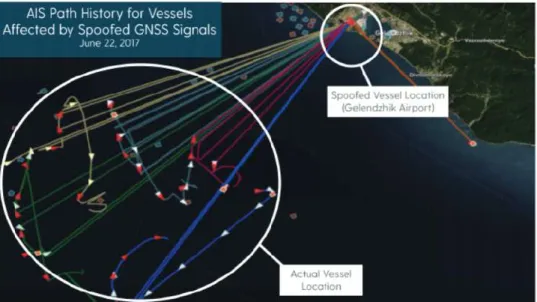 Figura 8 – Vessels Affected by Spoofed GNSS Signals  Fonte: Disponível em C4ADS (2019, p