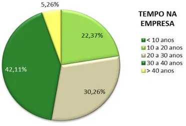 Figura 6 – Distribuição dos inquiridos por Tempo na Empresa 