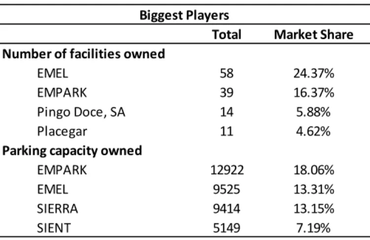 Table 2 – Biggest players present in the market 