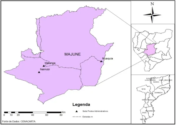 Figura 6 – Mapa de localização do distrito de Majune (Adaptado pelo Autor) 