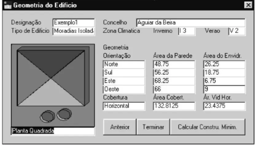Figure 50  User interface of the expert system developed by Graça (Graça 1999) 