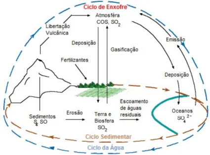 Figura 1: Ilustração simplificada do ciclo do enxofre.  