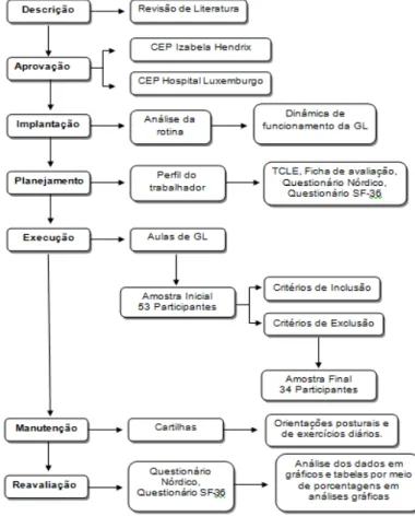 Figura 1 - Dinâmica de implantação, execução e  avaliação do programa de GL 