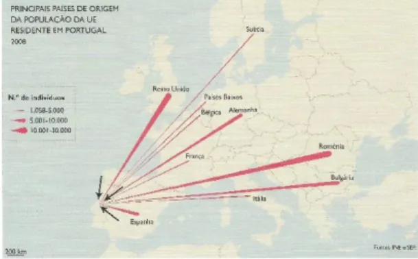 Figura 10 – Principais países de origem da  população da EU residente em Portugal,  2008