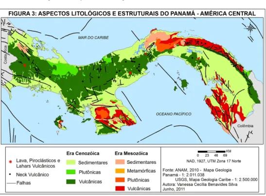 Figura 3: Aspectos Litológicos e Esrtruturais do Panamá 