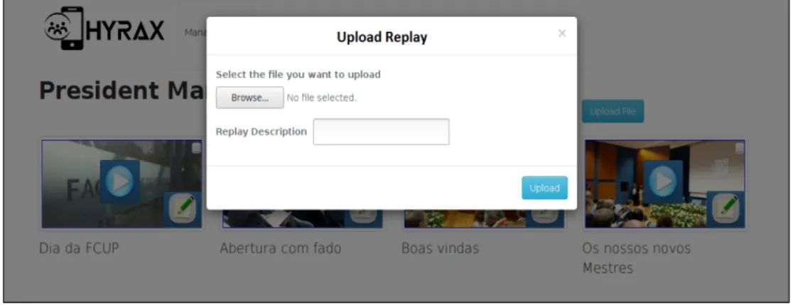 Figure 4.8: Upload Replay Administrator Interface