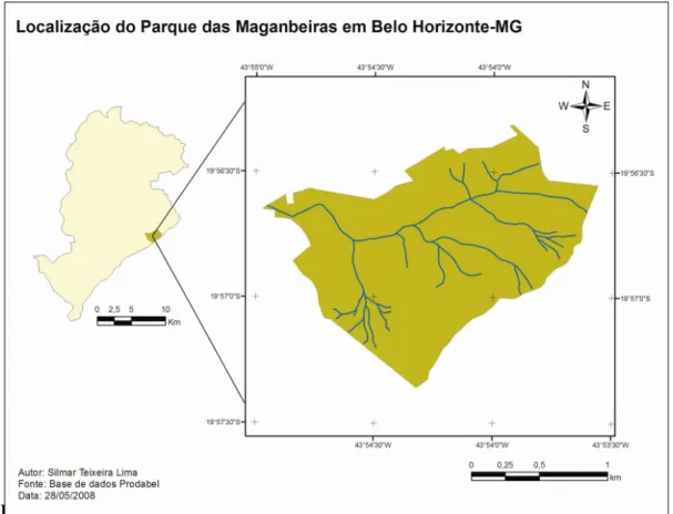 Figura 3 – Mapa de Localização do Parque das Mangabeiras em Belo Horizonte. 