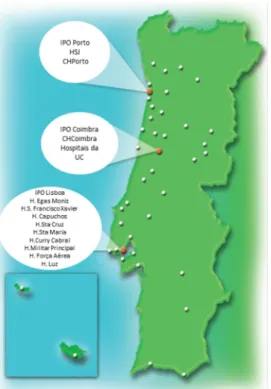 Figura 1. Mapa das Unidades de dor em Portugal 
