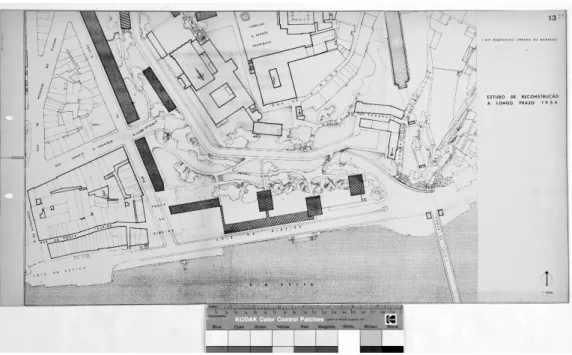 Figura 1. Mapa 13 – Estudo de reconstrução a longo prazo, arquiteto Manuel Marques de Aguiar  (1954) in 8.