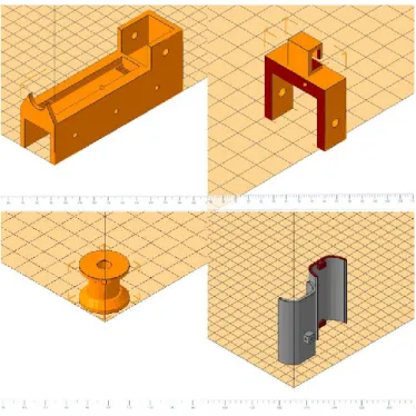 Figure 13 - (From top left to bottom right) : Image 1 – Slider Holder; Image 2 – Elastic Holder; Image 3 – wheel; 4  –joystick