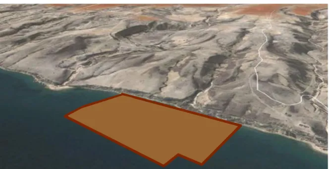 Figure 4- Location of the area after the construction of the landfill. (Image adapted from Google Earth) 