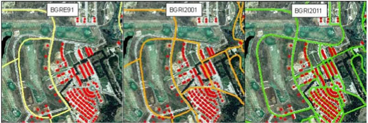 Figura 5 - Geometria dos Censos de 1991, 2001 e 2011. Fonte: Censos 2011 – Preparação,  Metodologia e Conceitos 