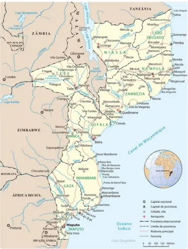 Figura 10  -  Mapa administrativo de Moçambique. Fonte: Atlas Geográfico Moçambique 