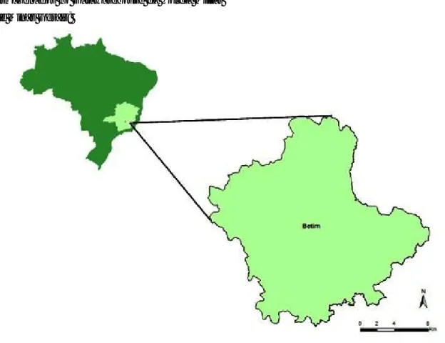 Figura 1 – Mapa de Localização de Betim no Brasil  Cartografia de Keila Pereira de Almeida – PUC Minas Betim 