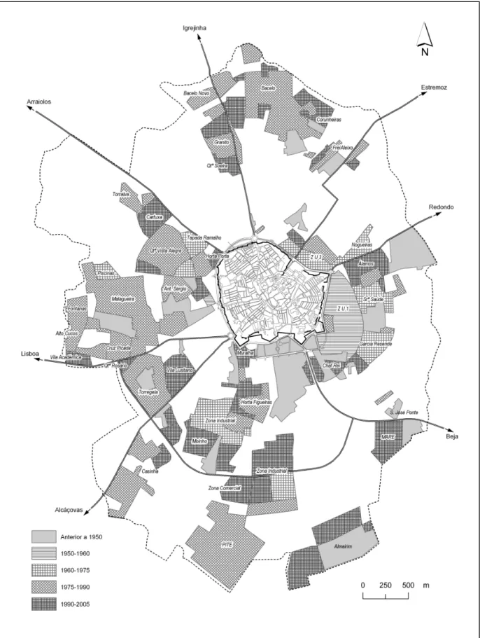 Fig. 3 - Evolução da expansão urbana extramuros nos últimos 50 anos 