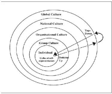Figura 6. A dinâmica dos processos de cima para baixo e de baixo para cima entre  diferentes níveis de cultura 