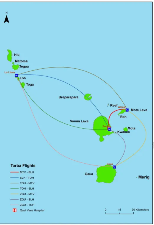 Figure 10: Torba flights (Weekly schedules: Air Vanuatu,2016) 