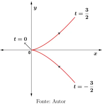 Figura 6 – A curva λ não é regular na origem, tendo a origem como cúspide.