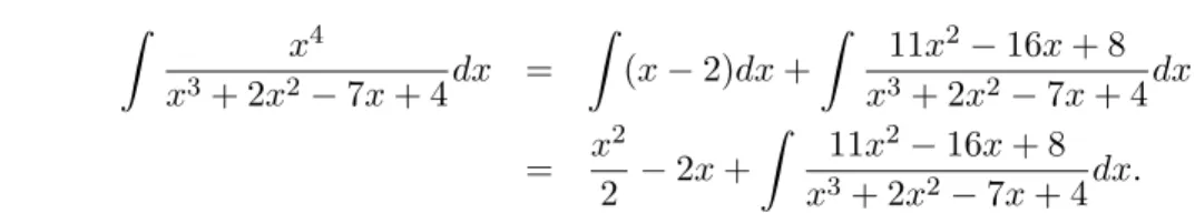 Tabela 4.2: Aplica¸c˜ ao da Regra de Ruffini ao polin´ omio p(x) = x 3 + 2x 2 − 7x + 4 do qual se conhece a raiz x = 1.