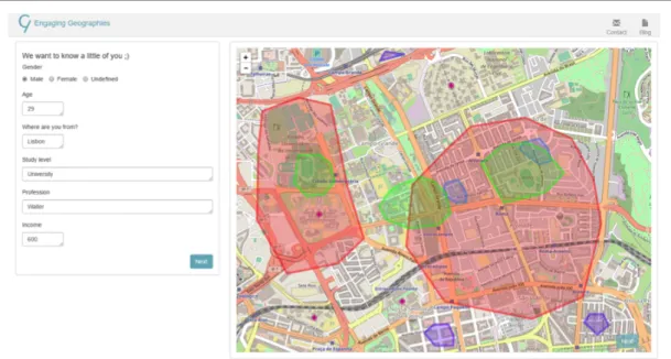 Figure 3.4: Presenting the areas that the user has provided. Red color is related to SOP, green to CE, violet to bridging SC and pale blue to bonding SC