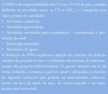 Fig. 1: Quadro lógico dos documentos orientadores da gestão estratégica do setor da saúdeO PMA é da responsabilidade dos CS nas 114 AS do país, estando 