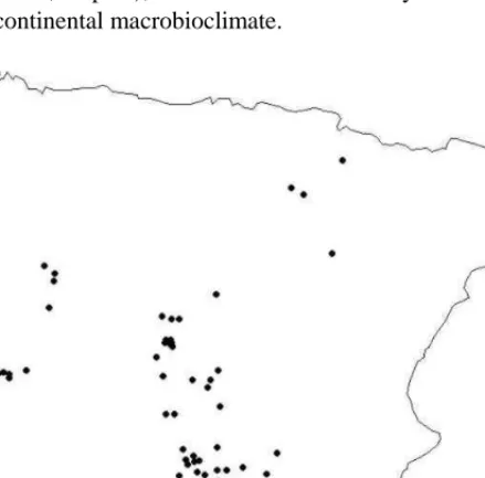 Figure 1. Area of distribution of Juniperus oxycedrus subsp. lagunae on the Iberian  Peninsula (Cano et al., 2007)