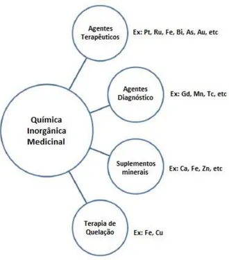 Figura 4 - Principais áreas de aplicação da Química Inorgânica Médica 18