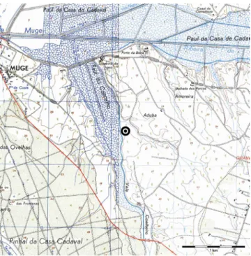 Fig. 3 - Localização do sítio pré-histórico do Sobral do  Martim Afonso na folha nº 31C da Carta Geológica de  Portugal (esc