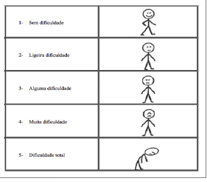 Figura 6: Exemplo de Quadros COOP/WONCA, para avaliação do estado funcional: atividades diárias 