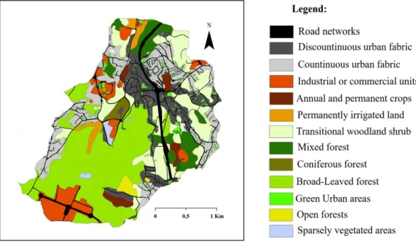 Fig. 6 - Land Use with more detailed classes of Ribeira dos Covões catchment in 2012 (adapted from  Ferreira, 2015; Ferreira et al., 2016a)