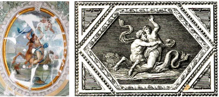 Ilustração 6 Medalhão do lado  poente da Sala  Pompeia com  rep-resentação de  Cen-tauro e Nereide